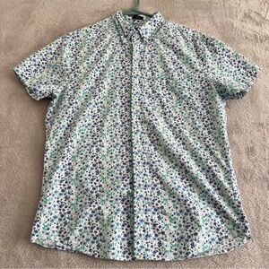 J. Crew Factory Shirt Printed short-sleeve slim flex casual Men's M Floral BS146